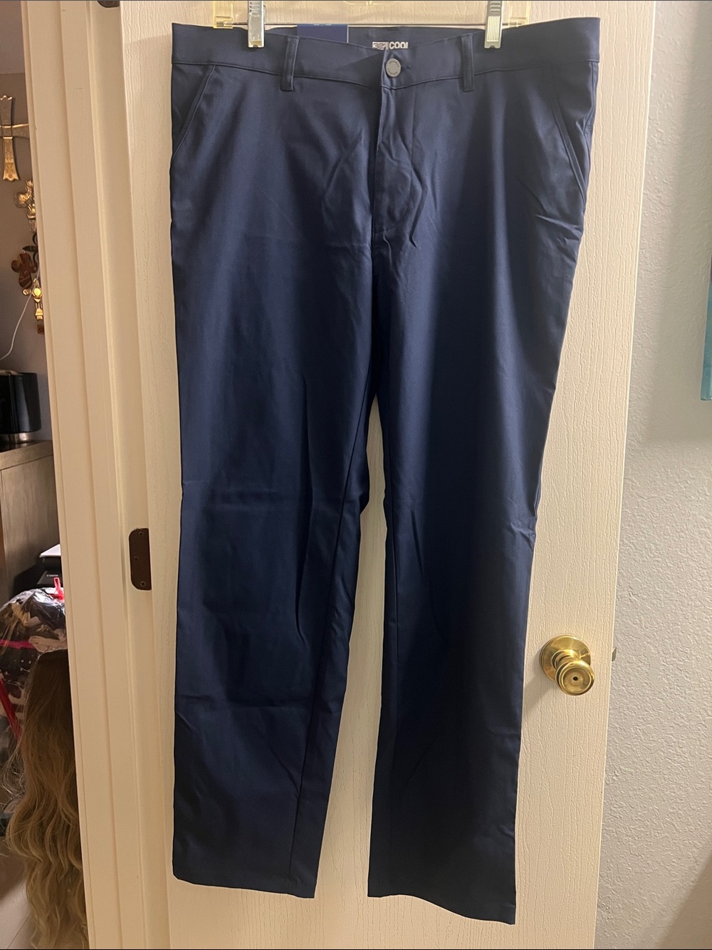 Slim Stretch Navy Dress Pants for Men